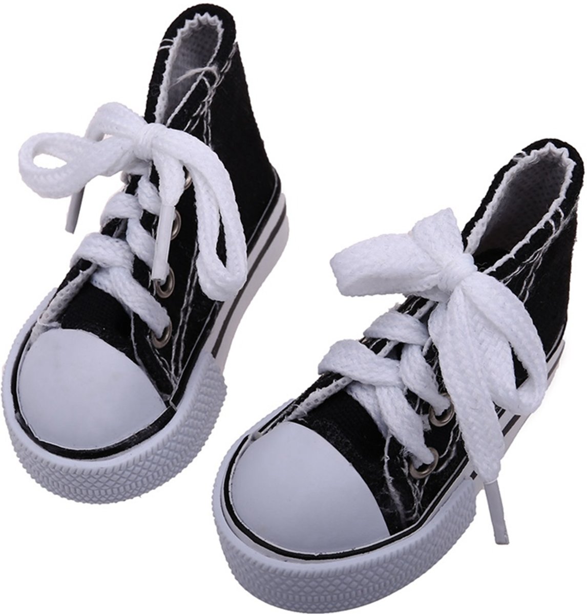 Voor de Pop | Canvas Sneakers Zwart | Babypop | Baby Born| Poppenschoentjes | Poppenschoenen | 43cm